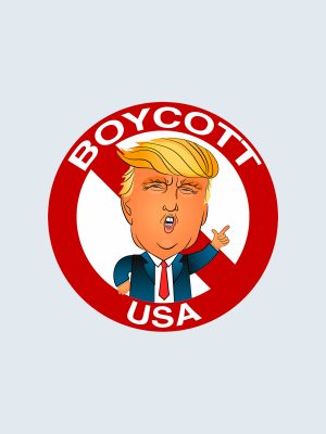 Boycot USA, Bilklistermärke, Anti Trump, Bumper Sticker