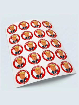 Boycott USA, Trump, Ark med klistermärken, vinyl, 20 st, Ø4,8 cm